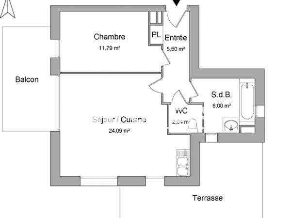 Location Appartement 2 pièces 49.42 m² - 1 RUE PAUL EMILE VICTOR Vendenheim 67550