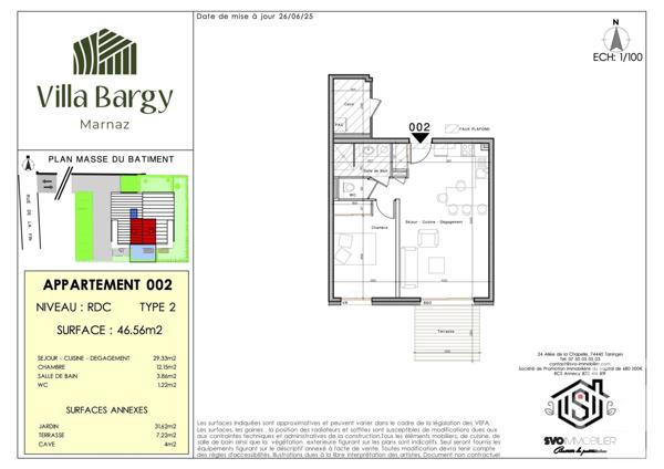 Appartement T2 à vendre  2 pièces - 46,56 m2 MARNAZ - 74