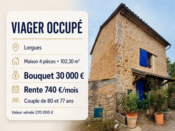 Maison en viager occupé à Lorgues, ancienne magnanerie rénovée