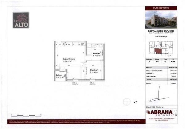 Appartement 2 pièces - 49000 Angers