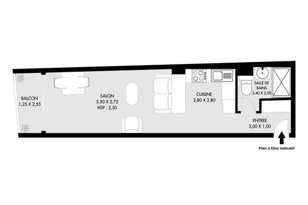 Appartement F1 à vendre  1 pièce - 28,50 m 2   PARIS  - 75020