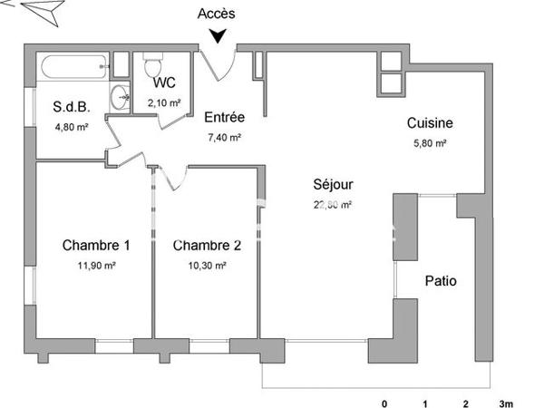 Location Appartement 3 pièces 65.1 m² - 130 RUE LEON BLUM Villeurbanne 69100