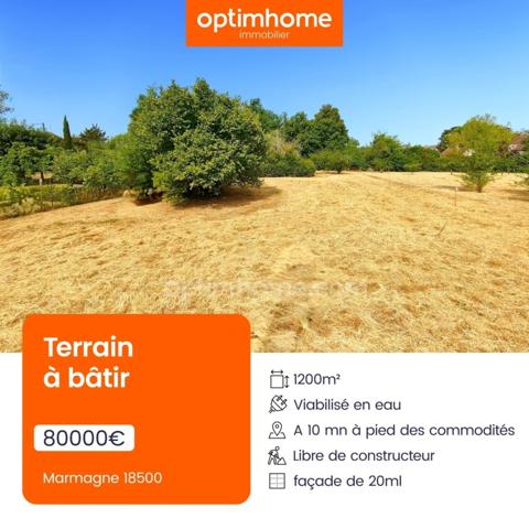 A Marmagne – Elegant terrain de 1 200 m², à deux pas du centre