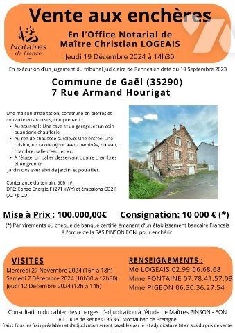 maison en pierres dans le centre de Gaël