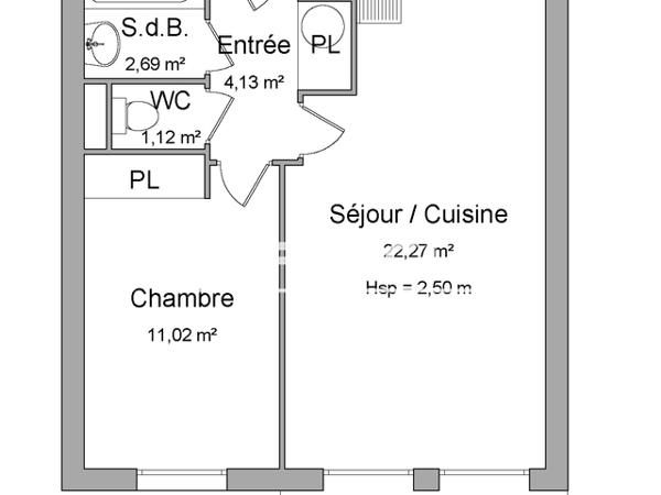 Location Appartement 2 pièces 41.23 m² - 10 RUE DUMUNE Cenon 33150