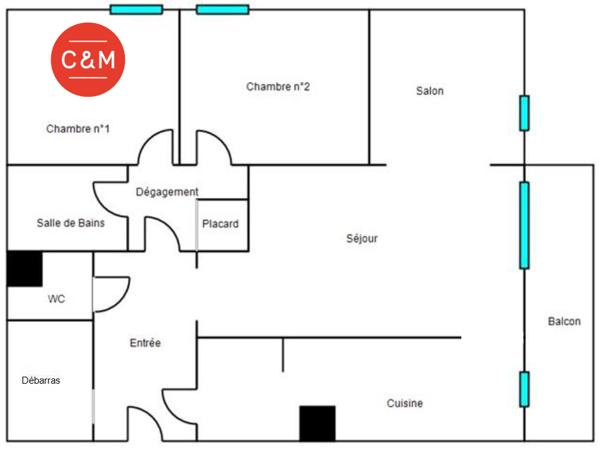 44400 REZE REZE 3 MOULINS - Appartement 4 pièces de 82 m²