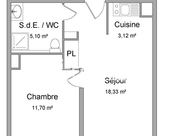 Location Appartement 2 pièces 38.25 m² - 94-100 ROUTE DE VANNES Nantes 44300