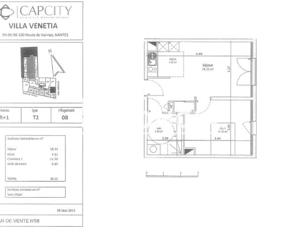 Location Appartement 2 pièces 38.25 m² - 94-100 ROUTE DE VANNES Nantes 44300