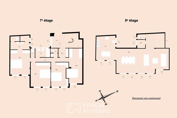 Duplex en dernier étage rénové avec vue à Madeleine