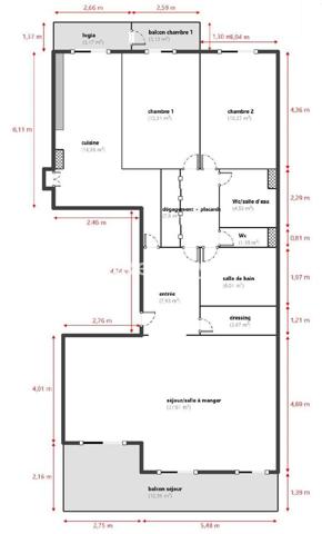 Appartement 3 pièces - 114 m²