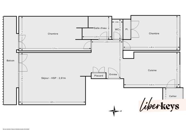 Appartement T3 lumineux avec balcon de 72m² - Rue Baraban - Quartier Part Dieu / Villette