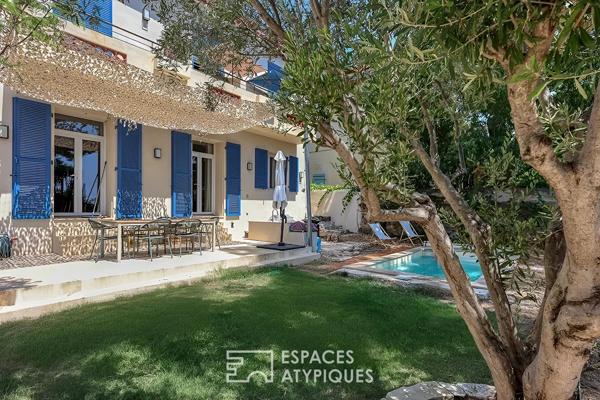 Appartement en rez de jardin avec piscine