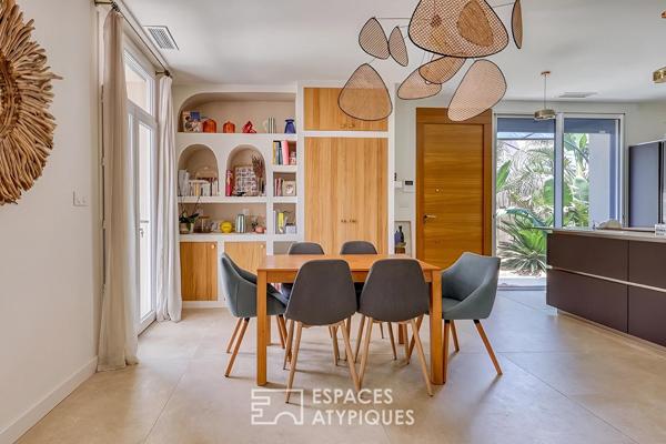 Appartement en rez de jardin avec piscine
