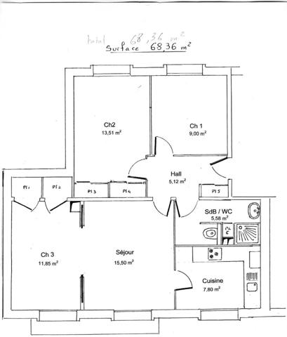 Nantes Zola - Procé Appartement 4 pièces de 68 m² avec balcon.