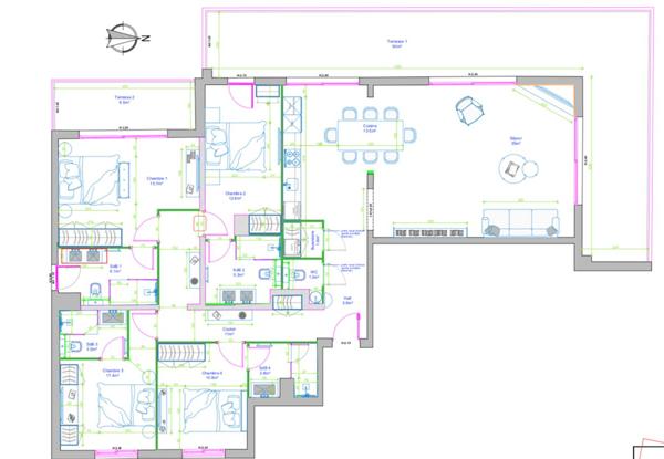 Cannes-Basse Californie : Appartement 5 pièces terrasse, vue mer