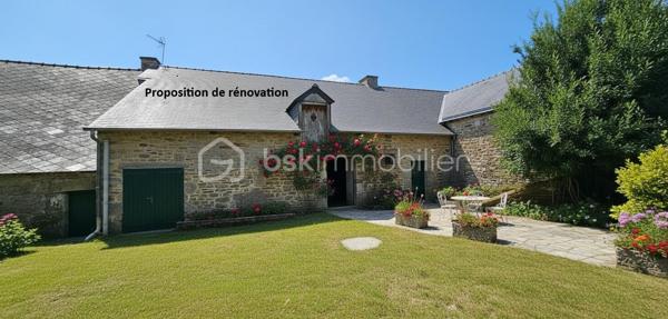 "VISITE VIRTUELLE DISPONIBLE SUR DEMANDE"
Maison à rénover avec beau potentiel – À 4 km de Josselin

À seulement 4 km de Josselin et 2 km du bourg de Guégon, venez découvrir cette maison à rénover entièrement, offrant un beau potentiel pour les amateurs de rénovation souhaitant créer un intérieur à leur image.

La maison se compose actuellement d'une pièce de vie, d'une chambre, d'une salle de bains et d'un WC.

Au rez-de-chaussée, une pièce supplémentaire offre la possibilité d'aménager une seconde chambre, un bureau ou tout autre espace selon vos besoins.

La maison dispose également d'un étage à aménager, permettant d'augmenter la surface habitable et d'imaginer de nouvelles chambres ou espaces de vie.

À l'extérieur, vous profiterez d'un terrain de près de 1 700 m², offrant un bel espace pour créer jardin, terrasse et différents aménagements extérieurs.

Des travaux importants sont à prévoir, mais cette maison constitue une belle opportunité pour un projet de rénovation complète, que ce soit pour une résidence principale, secondaire ou un investissement.

Afin de vous aider à vous projeter, certaines photos de l'annonce présentent des propositions d'aménagement et de rénovation réalisées à titre illustratif.

Les + :

À seulement 4 km de Josselin
Bourg de Guégon à 2 km
Terrain de près de 1 700 m²
Possibilité de créer plusieurs chambres
Étage à aménager
Beau potentiel après rénovation
Nombreuses possibilités d'aménagement

Un bien à repenser entièrement pour lui offrir une seconde vie et créer une maison pleine de charme à proximité immédiate de Josselin.