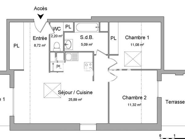 Location Appartement 3 pièces 64.3 m² - 115 ALLEE DES CAMELIAS St Vincent De Tyrosse 40230