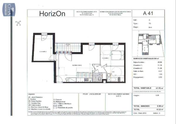 Appartement à louer 3 pièces 61.92m²