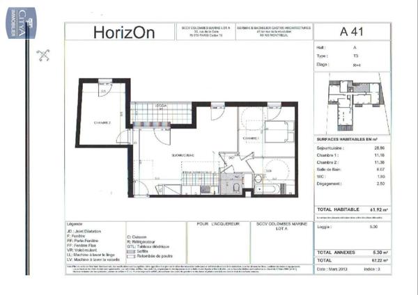 Appartement à louer 3 pièces 61.92m² Colombes (92700)