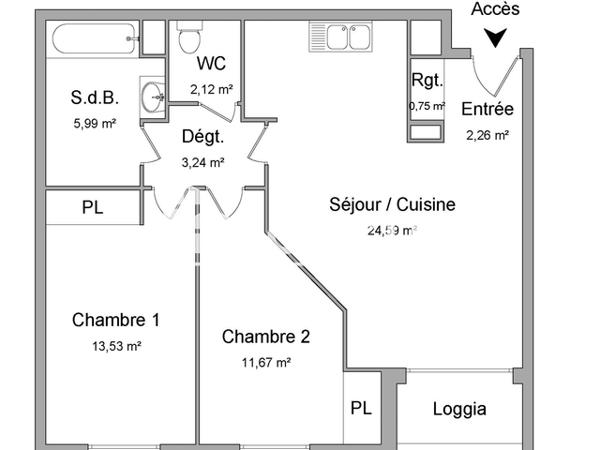Location Appartement 3 pièces 64.15 m² - 6 RUE JEANNE D'ARC Le Petit Quevilly 76140