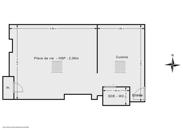 Appartement F1 à vendre  1 pièce - 17 m2 PARIS - 75011