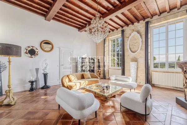 À moins d’une 1h de Bordeaux – Château du XVIII ème siècle – 700m² sur 11 hectares, piscine avec vue