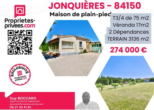 Maison Jonquières 75 m2 + Terrain 3136m2
