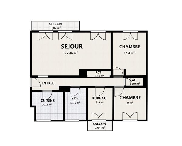 Appartement
         4 pièces
        - 81 m² Exclusivité 160 000 € *