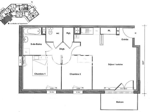 Location Appartement 3 pièces 59.37 m² - 114 BOULEVARD DU 11 NOVEMBRE Le Petit-quevilly 76140