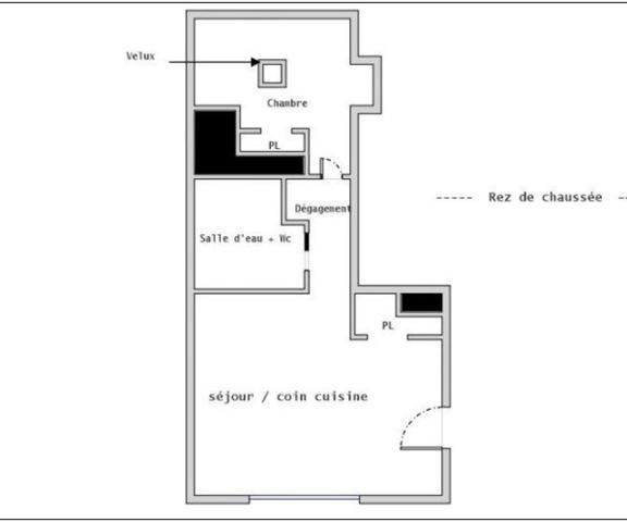 T2 - 29m2 - SEJOUR/CUISINE - SALLE D'EAU - CHAMBRE - MEUBLÉ
