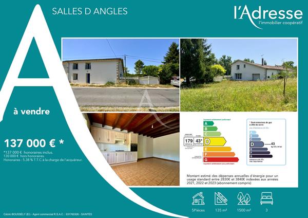 Maison 3 chambres Entre Archiac et Cognac