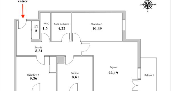 À vendre Appartement 3 pièces 70 m² - Lille 59000