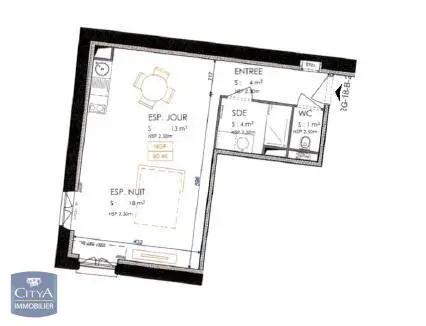 Appartement à louer 1 pièce 40.35m²