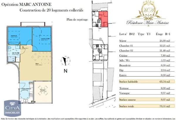 Appartement à louer 3 pièces 63.54m²