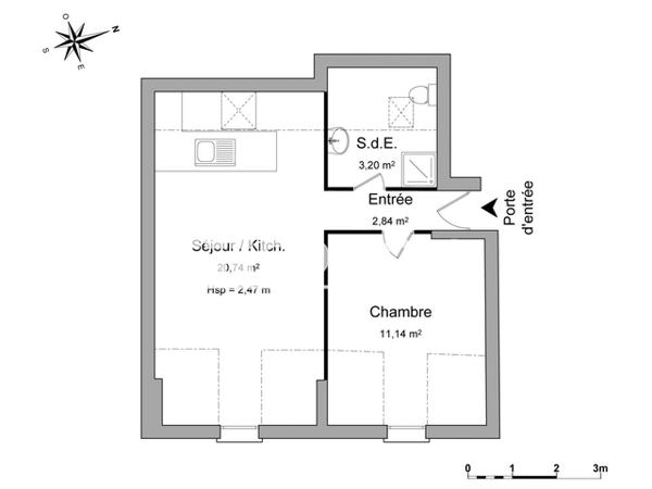 Location Appartement 2 pièces 37.92 m² - 23 RUE CHATEAUDUN Rennes 35000