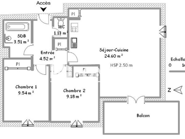 Location Appartement 3 pièces 52.48 m² - 2 ET 4 CHEMIN DU VIEUX CANAL Carcassonne 11000