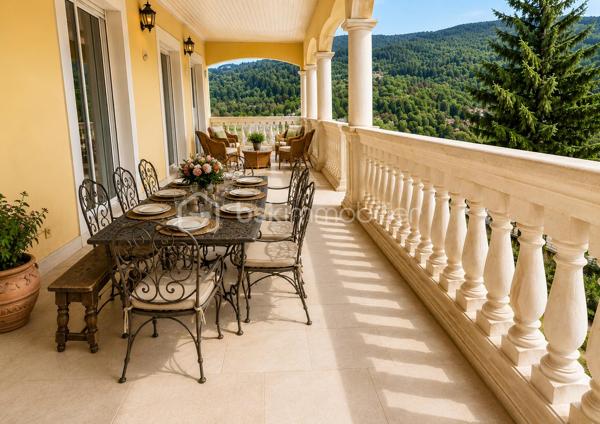 Vincent PR et Celine H IMMOBILIER vous présentent en exclusivité

Au cœur d'un environnement préservé, dans la magnifique vallée de la Cance, cette propriété d'architecte dévoile une qualité de vie rare, où volumes, lumière et sérénité se rencontrent harmonieusement.

Implantée sur un terrain clos de 2400 m² environ, cette demeure construite en 2003 s'intègre parfaitement à son cadre naturel et bénéficie d'une vue dégagée exceptionnelle sur les reliefs environnants.

Dès les premiers pas, l'impression d'espace est immédiate. La pièce de vie principale, généreusement ouverte sur l'extérieur, offre près de 75 m² dédiés à la convivialité. Son plafond cathédrale, sa cheminée dite "insert" et ses larges ouvertures créent une atmosphère chaleureuse tout au long de l'année.

La terrasse panoramique de 145 m² environ, dont une grande partie couverte, prolonge naturellement les espaces intérieurs et devient un véritable lieu de vie à ciel ouvert, idéal pour recevoir ou simplement profiter du calme et de l'ensoleillement plein sud.

Pensée pour le confort quotidien, la maison propose une vaste suite parentale avec son espace bureau à proximité, tandis que l'étage accueille deux chambres lumineuses ouvertes sur un balcon filant surplombant la vallée, accompagnées d'un dressing et d'une salle de bains.

Au-delà de ses espaces résidentiels, cette propriété révèle un potentiel particulièrement attractif grâce à son niveau inférieur. Celui-ci permet d'envisager de nombreux projets : création d'un logement indépendant, activité professionnelle, espace de réception, ou encore hébergement complémentaire pour la famille et les invités.

À l'extérieur, les prestations renforcent le caractère exclusif du lieu : cour aménagée en jolis pavés, portail motorisé en fer forgé, vaste parc arboré et garage indépendant de grande capacité pouvant accueillir plusieurs véhicules.

Cette propriété s'adresse à celles et ceux qui recherchent bien plus qu'une maison : un cadre de vie privilégié, de grands espaces et un potentiel d'évolution rare dans un secteur recherché.

Une adresse confidentielle où confort, élégance et liberté d'aménagement se conjuguent parfaitement.

Visites sur rendez vous 
VINCENT 0633502868
CÉLINE 0749427426