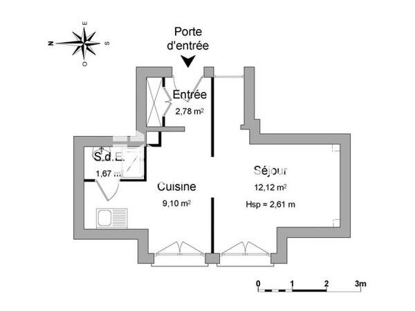 Location Studio 25.7 m² - 26 AVENUE DU SIX JUIN Caen 14000