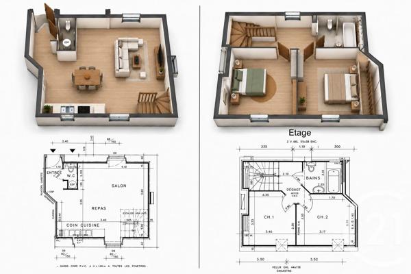 Appartement T3 à vendre  3 pièces - 47 m 2   THEIX NOYALO  - 56