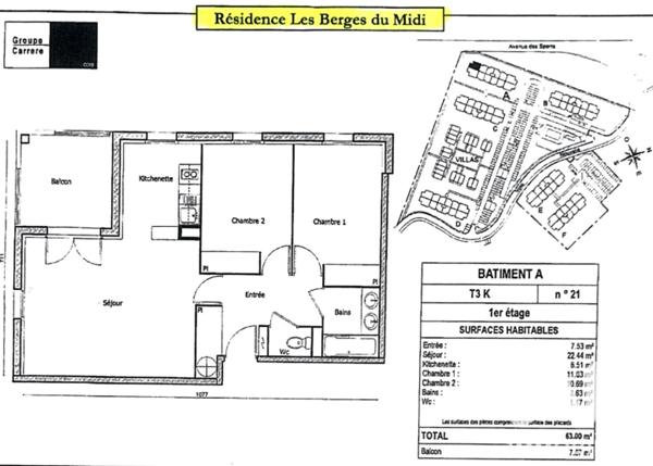 Appartement à vendre 3 pièces 62,63 m² Fenouillet