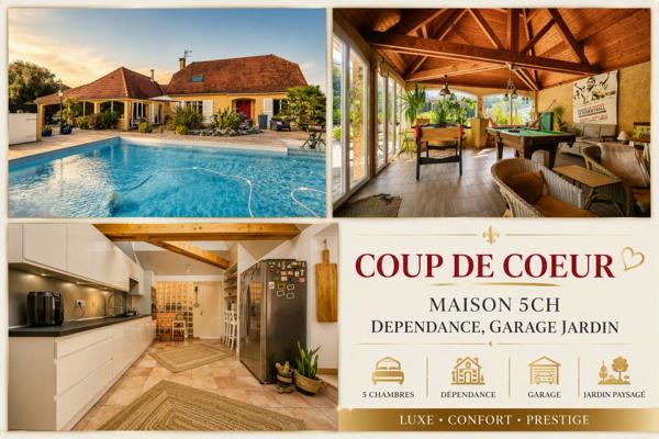 Maison à vendre 7 pièces IDRON (64) 5 Chambres / Annexe / Piscine / Garage / Jardin