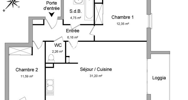 Location Appartement 3 pièces 68.31 m² - Roubaix 59100