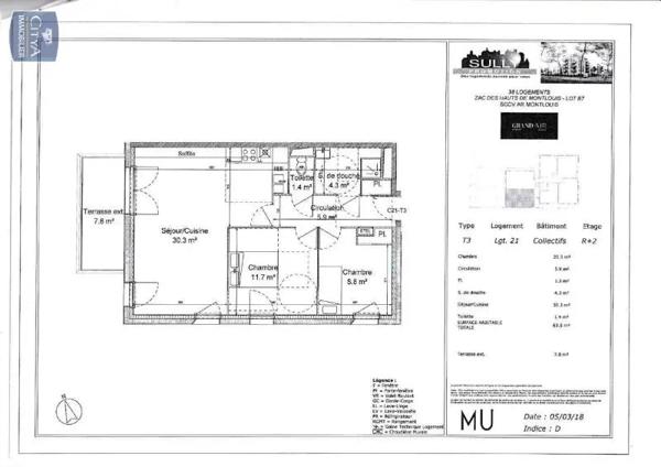 Appartement à louer 3 pièces 63.5m² Montlouis-sur-Loire (37270)