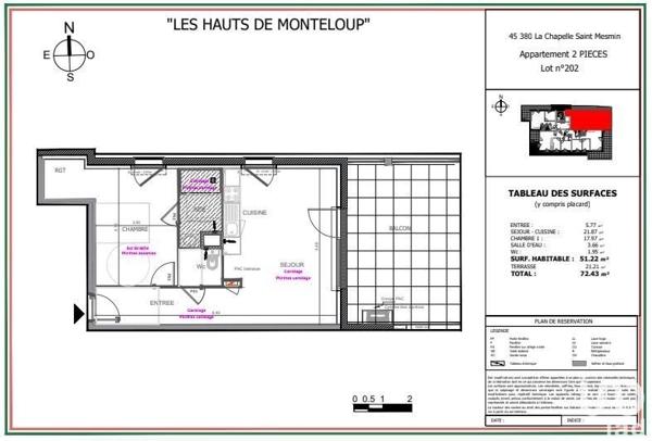Appartement 2 pièces de 51 m² à La Chapelle-Saint-Mesmin (45380)