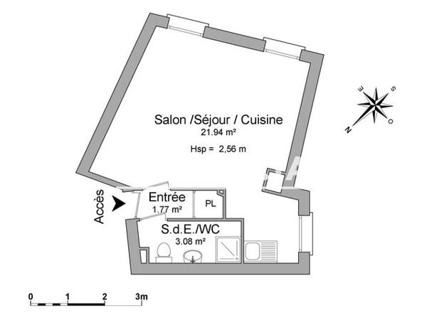 Location Studio 26.79 m² - 11 RUE MALAKOFF Brest 29200