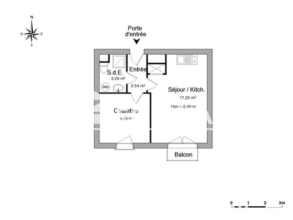 Location Appartement 2 pièces 31.84 m² - 14 AVENUE CROIX GUERIN Caen 14000