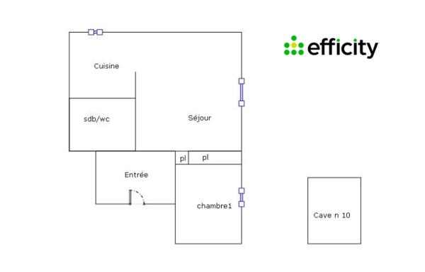 Appartement 2 pièces - 48 m² Exclusivité efficity