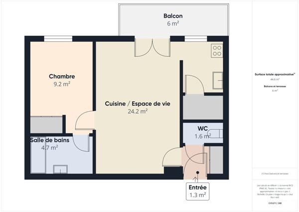 Appartement F2 à vendre  2 pièces - 45,62 m2 TRAPPES - 78