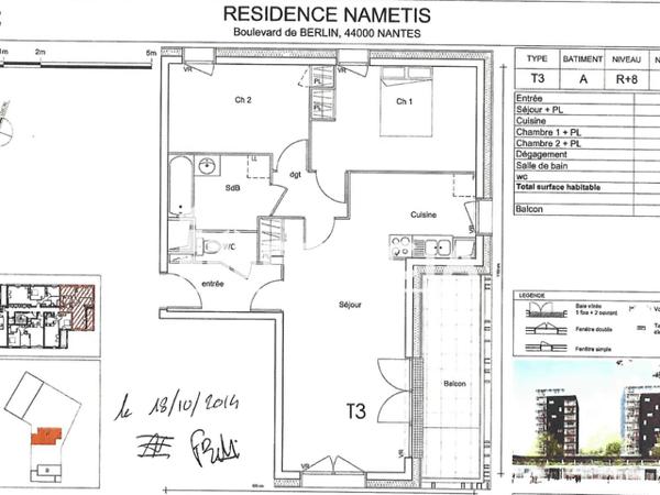 Location Appartement 3 pièces 64.4 m² - 8-18 PLACE ROSA PARKS Nantes 44000