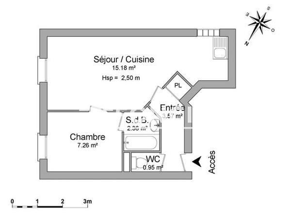 Location Studio 29.32 m² - LE FONTAINEBLEAU Orleans 45000